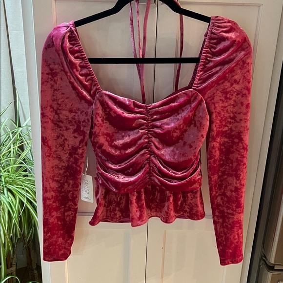 Saylor cedella ruched velvet peplum top - new with tags - Picture 6 of 6